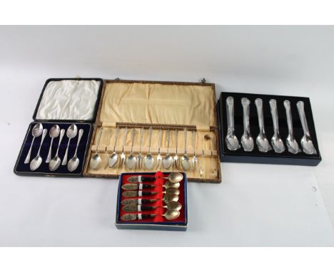 Vintage Silver Plate Cutlery Sets, Teaspoons, Cake Sets, Eastern Spoons x 4 1547g Items are in previously used condition Sign