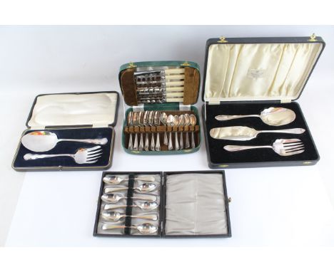 Vintage Silver Plate Cutlery Set Inc Salad Fork, Serving Cutlery, Etc x 4 2633g Items are in previously used condition Signs 