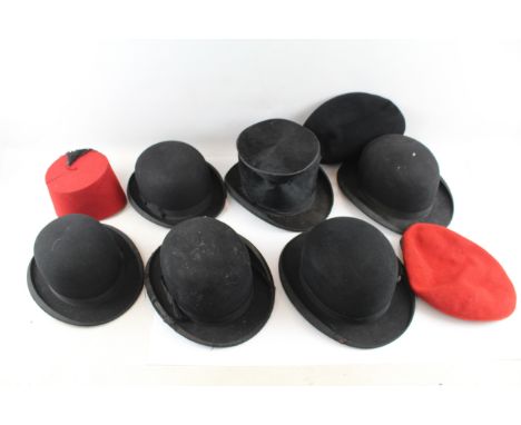 Assorted Hats Inc Vintage, Bowler, Fez, Top Hat, Beret, Etc In previously owned condition Signs of age &amp; wear Please see 