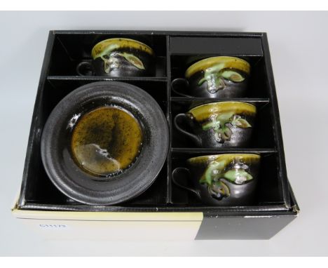 Carraig Donn studio pottery cups and saucers in original box.