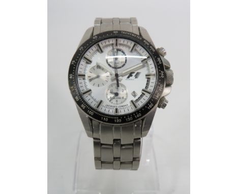 Jacques Lemans Formula 1 Mens Automatic Chronograph wristwatch with stainless steel strap, for spares or repair.