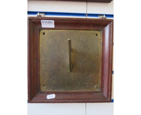Antique Brass Sundial housed in an Oak Frame which measures approx 10 x 10 inches. See photos. 