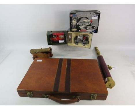 Corgi James Bond Moon buggy, brass cannon, telescope and back gammon set etc.