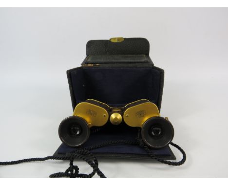 Rare antique Carl Zeiss Jena Teleater 3 x 13.5 opera binoculars with original case.