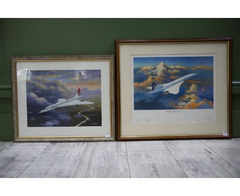 Two Framed and mounted prints of Concorde, Concorde, Simply the Best, Timothy O'Brien plus signatures of Aircrew. 21 x 24 inc