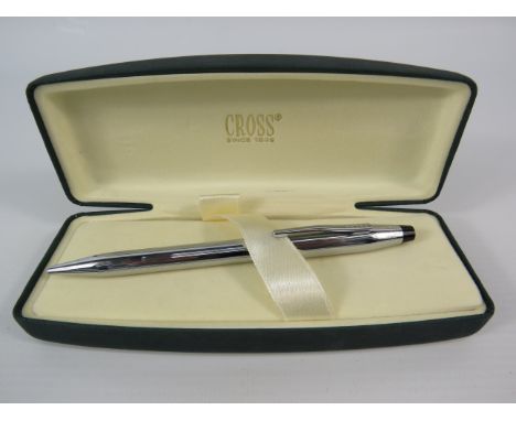 Vintage Cross 3502 chrome ballpoint pen with original box.