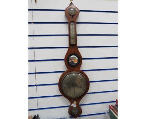 Lovely Vintage Oak Cased Onion Topped Barometer/Thermometer made by J Bowie of Huntley. Measures approx 36 inches long. See p
