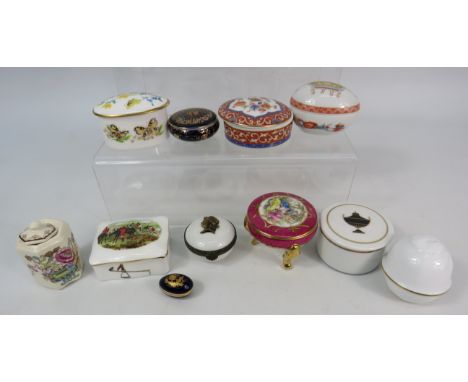 Selection of porcelain lidded trinket boxes, Limoges, Kaiser, Hammersley, Caverswall etc.