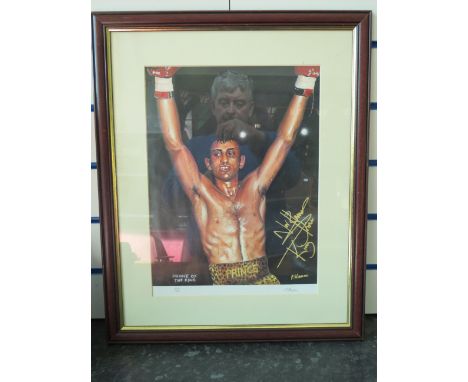 Signed Limited Edtion photo 308/1000, Prince of the Ring, print of Naseem Hamed Framed and mounted under glass with a photo o