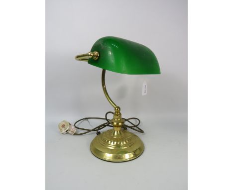 Vintage bankers lamp with green glass shade.