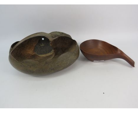 Vintage Coco De Mar Trug (Bum nut / Love Nut)10" by 8 3/4" plus a wooden scoop from Hati.