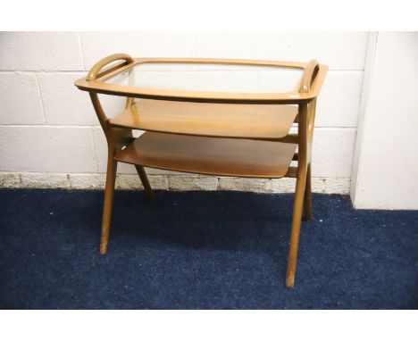 Mid 20th Century side table/serving tray by Hans Olsen, 1950's piece, very hard to find. Will need very light restoration. H: