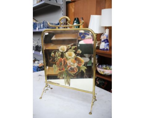 Fire Screen with hand painted flowers which measure approx H:28 x W:19 inches. Not Suitable for postage, Collection or Courie
