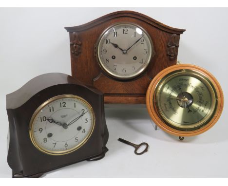 Smiths Enfield Mantle clock with Bakelite body in intermittent running order together with a German made chiming mantle clock