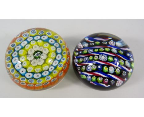 Caithness Limited edition Regency Strip Millefiori Paperweight 369 of 1000 plus one other Millefiori paperweight.