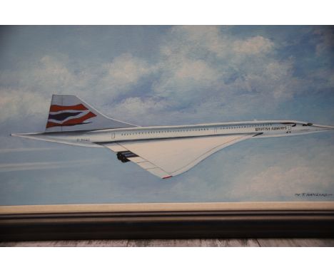 Ltd Edition Print on on Canvas of Concorde by T. Hansard  49/195 Frame measures 16 x 28 inches..No postage available for this