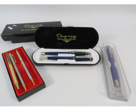 Osprey pen set, Parker roller ball pen etc.