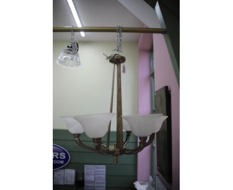 Six light hanging ceiling lamp J. Codure- Lyon French Art Deoc Silvered Bronze 6 arm Chandelier , Signed. (6)  No postage ava