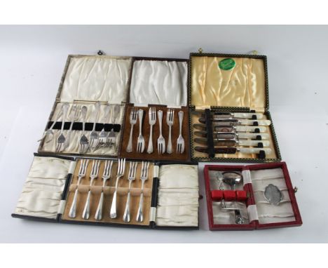 Assorted Cutlery Sets Silver Plated Vintage Fork Mother of Pearl Joblot 1500g Items are in vintage condition Signs of age and