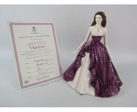 Royal Worcester Figurine of the year 2002 "Charlotte" produced for the Golden Jubilee. 9.5" tall.