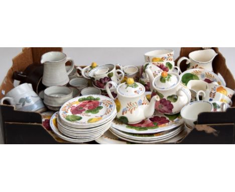 A large quantity of Simpsons 'Belle Fiore' Chanticleer Ware, including two teapots, sugar bowl, milk jug, saucers (14), tea c