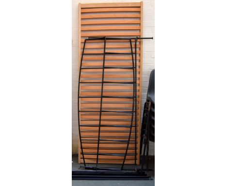 A Habitat double bed with wrought iron frame , bed irons and beech wood mattress base, model duo, no2, 155cm wide