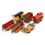 6 Distler Güterwagen, Spur 0, Alterungs- und Gebrauchsspuren, LS und NV, L 9, Z 3