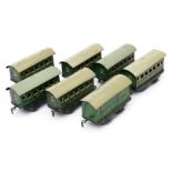 6 Bub Schweizer Personenwagen und ein Postwagen, Spur 0, LS, Alterungs- und Gebrauchsspuren, L 11,