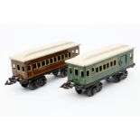 2 Bing Wagen, Personen- und Gepäck, Spur 0, CL, L 22, LS und Alterungsspuren, Z 2-3