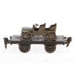 Märklin Militär-Plattformwagen 1925/8400/3, Spur 0, uralt, HL, mit Personenauto, LS und gealterter