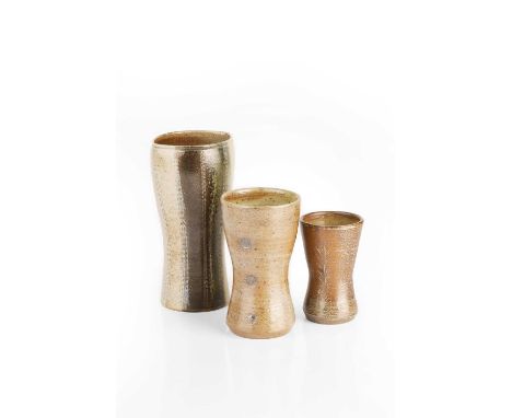 Jane Hamlyn (b.1940)Lamp base and vaseimpressed potter's seallamp base 14cm high; and two small vases by Ray Finch (4).
