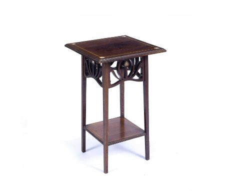 Art NouveauOccasional table, 1910mahogany inlaid with mother of pearl hearts71cm high, 44cm wide.Good untouched 'country hous