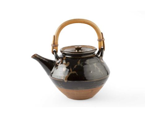 William Marshall (1923-2007) at Leach PotteryTeapottenmoku with brushwork decoration and cane handleimpressed pottery and pot