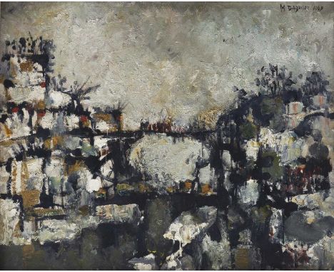 Michael D'Aguilar (1924-2011)The Battle of the Daoro, 1969signed and dated (upper right)oil on board39 x 50cm.condition appea