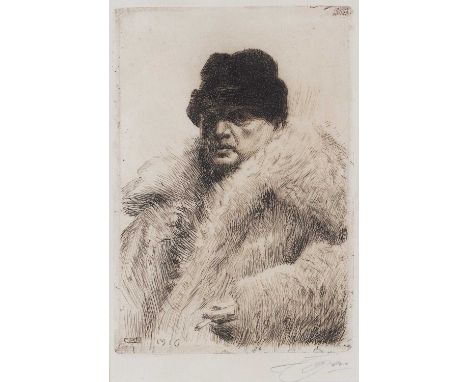 Anders Leonard Zorn (1860-1920)Self Portrait, 1916signed in pencil (in the margin), dated (in the plate)etching20 x 13cm.Prin