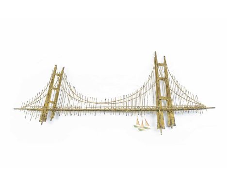 Curtis Jeré (1910-2008)Golden Gate Bridge, 1973Brutalist metal wall sculpture80 x 137cm.