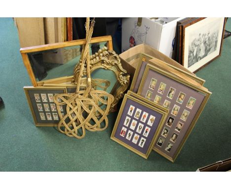 Framed John Player &amp; Sons cigarette cards, to include Kings and Queens of England, cricketers 1934, ceremonial and court 