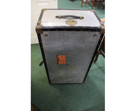 Aluminium trunk, with studded straps, 92cm long