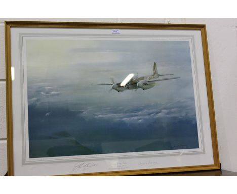 Leonard Pearman, enemy coast below RAF Mosquito mark IV, lithograph, signed in pencil to the margin by the artist and Air Vic