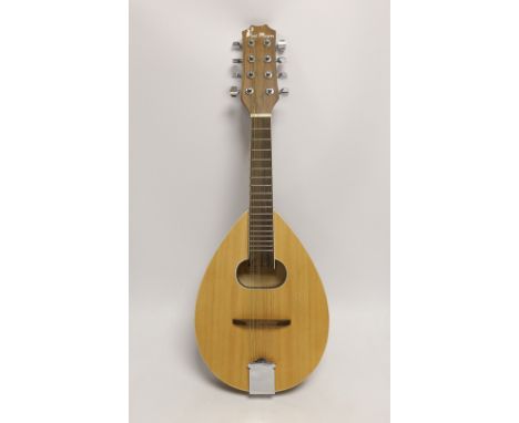 A Blue Moon tenor mandolin, overall length 63cm, in a soft canvas case