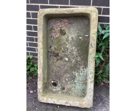 A Victorian rectangular carved stone trough, width 96cm, depth 58cm, height 13cm