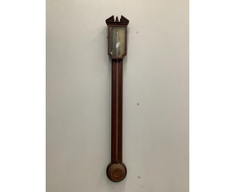 A 19th century mahogany stick barometer, marked Ronketi, Holborn, London, height 96cm