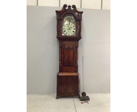 A Victorian North Country eight day longcase clock, painted dial marked Alldridge, Birmingham, height 234cm