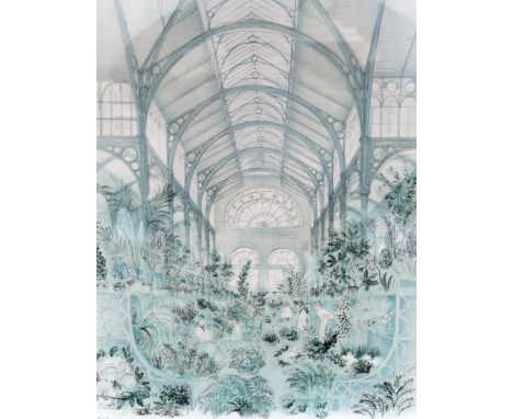 David Gentleman (b.1930), colour lithograph, ‘Covent Garden Flower Market’, signed in pencil, limited edition, 62 x 49cm