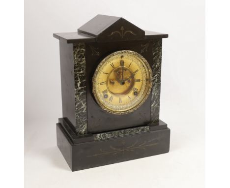 A Victorian slate mantel clock