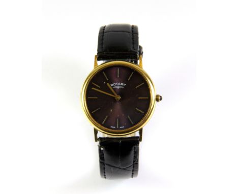 A gentleman's Rotary wristwatch on a black leather strap.