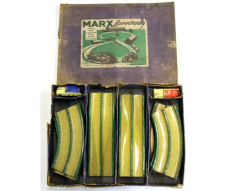 A vintage boxed Louis Marx & Co speedway racing game.