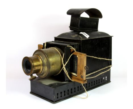 A Victorian lantern slide projector.