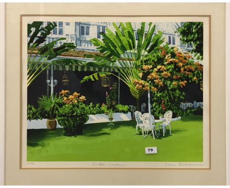 Ilana Richardson, pencil signed limited edition 102/225 lithograph of Raffles Garden Singapore, 76 x 66cm.