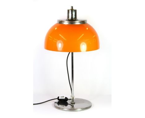 A 1970's chrome and Perspex table lamp, H. 58cm.